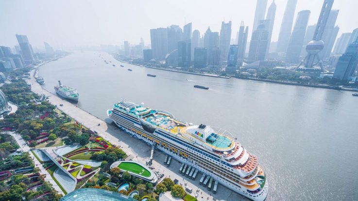 Die AIDAbella in Shanghai. Foto: AIDA Cruises